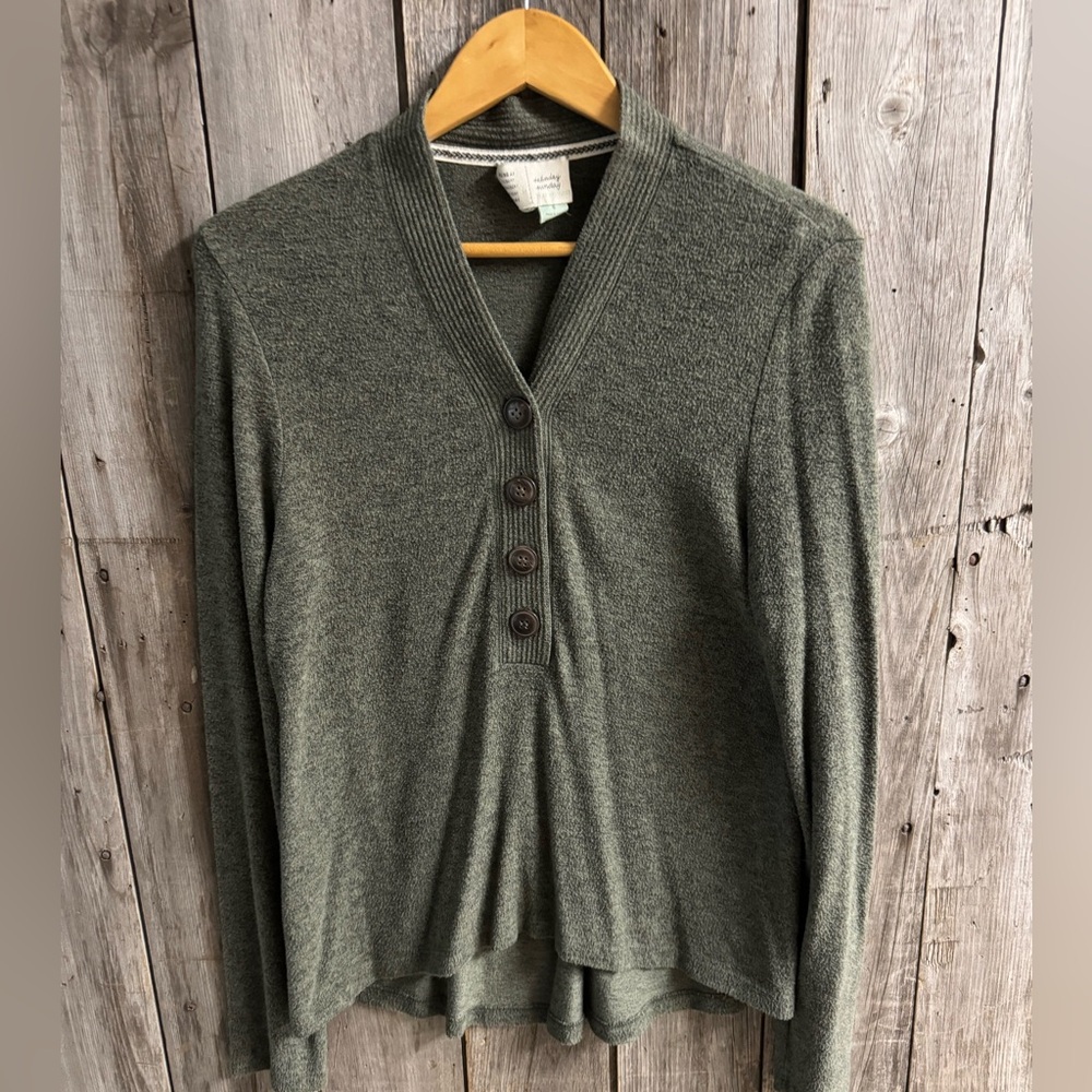 ANTHROPOLOGIE Saturday Sunday V-neck button up sweater - size large